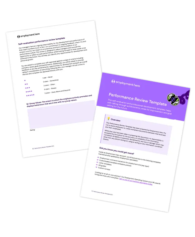 Performance review template review.
