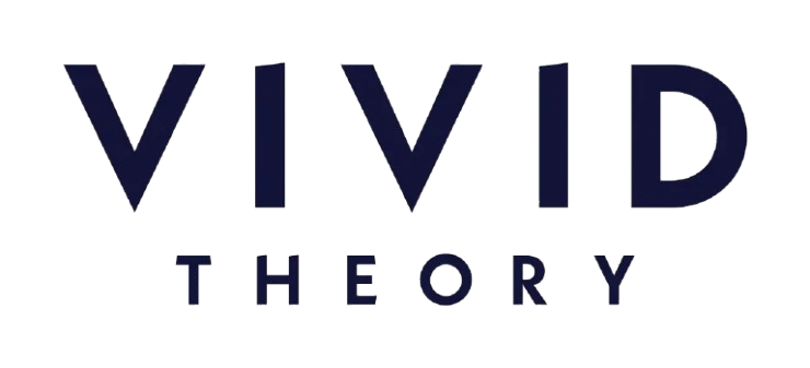 "Logo displaying bold, dark blue text 'Vivid Theory' on a white background, with 'Vivid' in large letters and 'Theory' in smaller letters below."